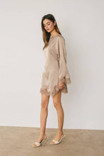 Load image into Gallery viewer, Satin & Lace Long Sleeve Mini Dress