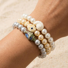 Load image into Gallery viewer, Glass Pearl Shell Beaded Stretch Bracelet