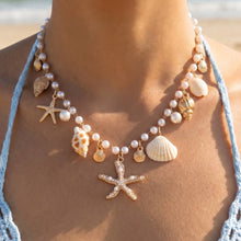 Load image into Gallery viewer, Pearl And Shell Charm Starfish Necklace