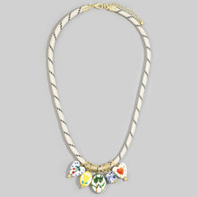 Load image into Gallery viewer, Ceramic Floral Charm Cluster Rope Cord Necklace