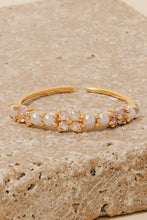 Load image into Gallery viewer, Cz And Pearl Row Studded Open Band Ring