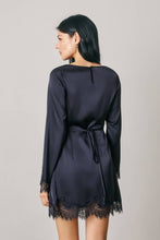 Load image into Gallery viewer, Satin & Lace Long Sleeve Mini Dress
