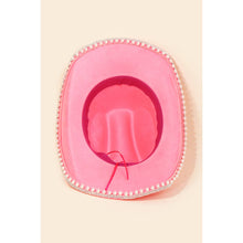 Load image into Gallery viewer, Rhinestone Pearl Trim Cowboy Hat