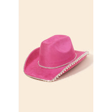 Load image into Gallery viewer, Rhinestone Pearl Trim Cowboy Hat