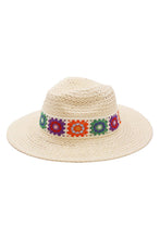 Load image into Gallery viewer, Floral Crochet Band Straw Hat