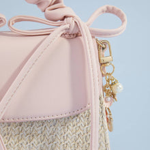 Load image into Gallery viewer, Ruched Bow Handle Straw Mini Bag With Shell Charm