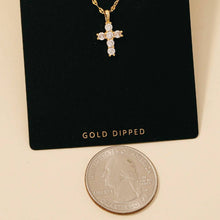 Load image into Gallery viewer, Gold Dipped Cz Circle Pave Cross Gem Pendant Necklace