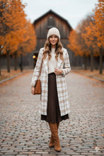 Load image into Gallery viewer, Plaid Print Open Front Cozy Coat