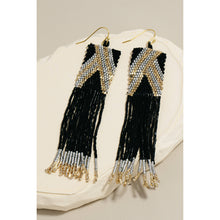 Load image into Gallery viewer, Rectangular Boho Seed Beaded Fringe Dangle Earrings