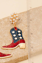 Load image into Gallery viewer, 4Th Of July Usa Themed Western Cowboy Boots Dangle Earrings