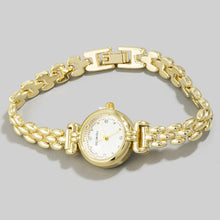 Load image into Gallery viewer, Dainty Round Dial Panther Link Bracelet Watch