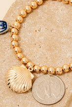 Load image into Gallery viewer, Ceramic Floral Heart Shell And Pearl Charms Beaded Bracelet