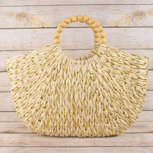 Load image into Gallery viewer, Straw Braided Half Moon Round Handle Tote Bag