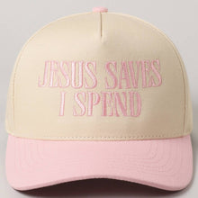 Load image into Gallery viewer, JESUS SAVES I SPEND Embroidery Trucker Hat