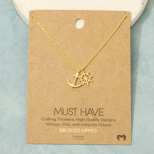 Load image into Gallery viewer, Gold Dipped Anchor And Wheel Charms Necklace