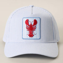 Load image into Gallery viewer, Lobster Seersucker Trucker Hat
