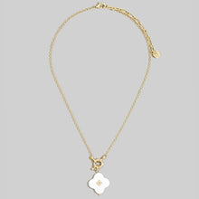 Load image into Gallery viewer, Shell Clover Pendant Necklace With Cz Center