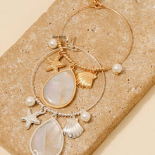 Load image into Gallery viewer, Sea Life And Mother Of Pearl Tear Charms Hoop Dangle