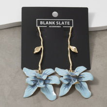 Load image into Gallery viewer, Enamel Orchid Flower Drop Earrings With Twig Post