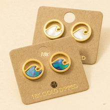 Load image into Gallery viewer, Gold Dipped Circle Wave Stud Earrings