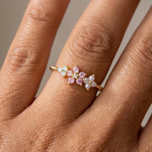 Load image into Gallery viewer, Delicate Gold Dipped Cz Floral Ring