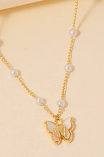 Load image into Gallery viewer, Pearl Beaded Butterfly Pendant Necklace