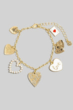 Load image into Gallery viewer, Multi Heart Charm Chain Bracelet