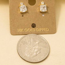 Load image into Gallery viewer, Gold Dipped Square Rhinestones Stud Earrings