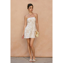 Load image into Gallery viewer, Tropical Leaf Button Placket Strapless Mini Dress
