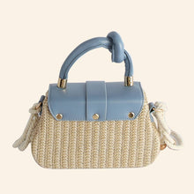 Load image into Gallery viewer, Flower Buckle Flap Straw Satchel Hand Bag