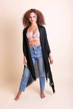 Load image into Gallery viewer, Breezy Beauty: Frayed Trim Kimono Summer Cover-Up 🪭