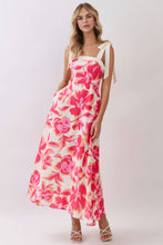 Load image into Gallery viewer, Floral Print Adjustable Tie Straps A Line Dress