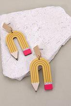 Load image into Gallery viewer, U SHAPE PENCIL WOOD DROP EARRING