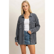 Load image into Gallery viewer, Mineral Wash Waffle Knit Button-Up Shacket