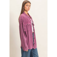 Load image into Gallery viewer, Mineral Wash Waffle Knit Button-Up Shacket