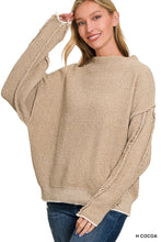 Load image into Gallery viewer, Oversized Mock Neck Raw Seam Chenille Sweater