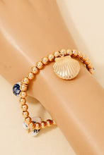Load image into Gallery viewer, Ceramic Floral Heart Shell And Pearl Charms Beaded Bracelet