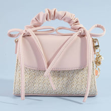 Load image into Gallery viewer, Ruched Bow Handle Straw Mini Bag With Shell Charm