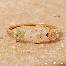 Load image into Gallery viewer, Gold Dipped Cz Flowers Open Band Ring