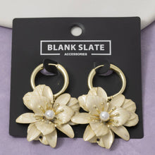 Load image into Gallery viewer, Layered Flower And Pearl Hoop Drop Earrings