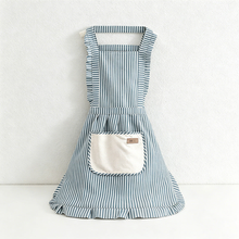 Load image into Gallery viewer, Striped Princess with Towel Pocket Apron - Polyester Backband Kitchen Apron