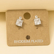 Load image into Gallery viewer, Gold Dipped Square Rhinestones Stud Earrings