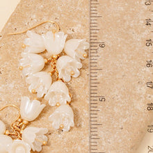 Load image into Gallery viewer, Pearl Flower Charms Chain Dangle Earrings