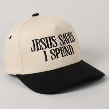 Load image into Gallery viewer, JESUS SAVES I SPEND Embroidery Trucker Hat