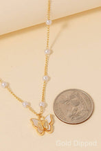Load image into Gallery viewer, Pearl Beaded Butterfly Pendant Necklace