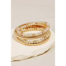 Load image into Gallery viewer, Mixed Beads And Metallic Coil Elastic Bracelet Set