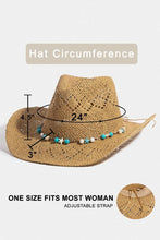 Load image into Gallery viewer, Turquoise And Shell Star Beads Strap Western Straw Hat