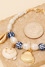 Load image into Gallery viewer, Sea Life Charms Pearl And Ceramic Beaded Bracelet