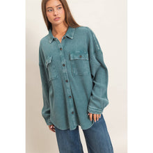 Load image into Gallery viewer, Mineral Wash Waffle Knit Button-Up Shacket