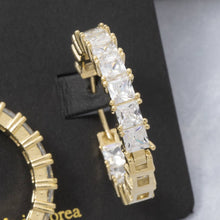 Load image into Gallery viewer, Cz Pave Square Face Hoop Earrings